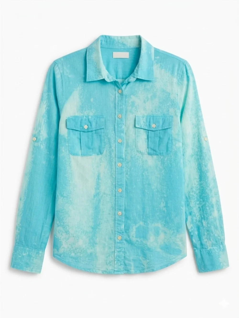 J.Crew Aqua Garment Dyed Cotton Button Down Shirt Size Medium